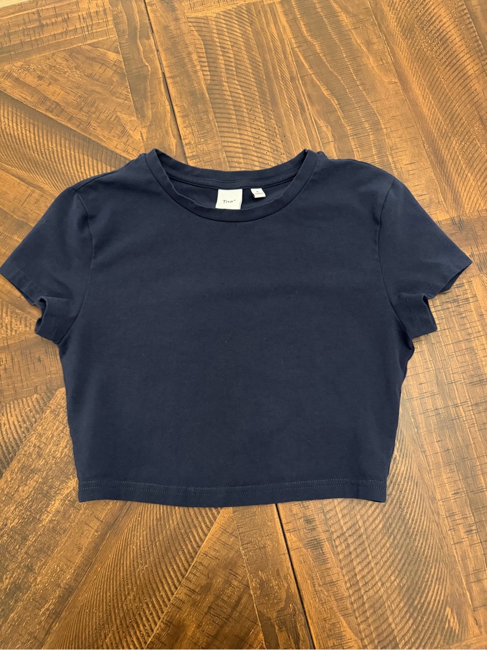 TNA Aritzia Navy Crop Tee - Classic Short Sleeve Top